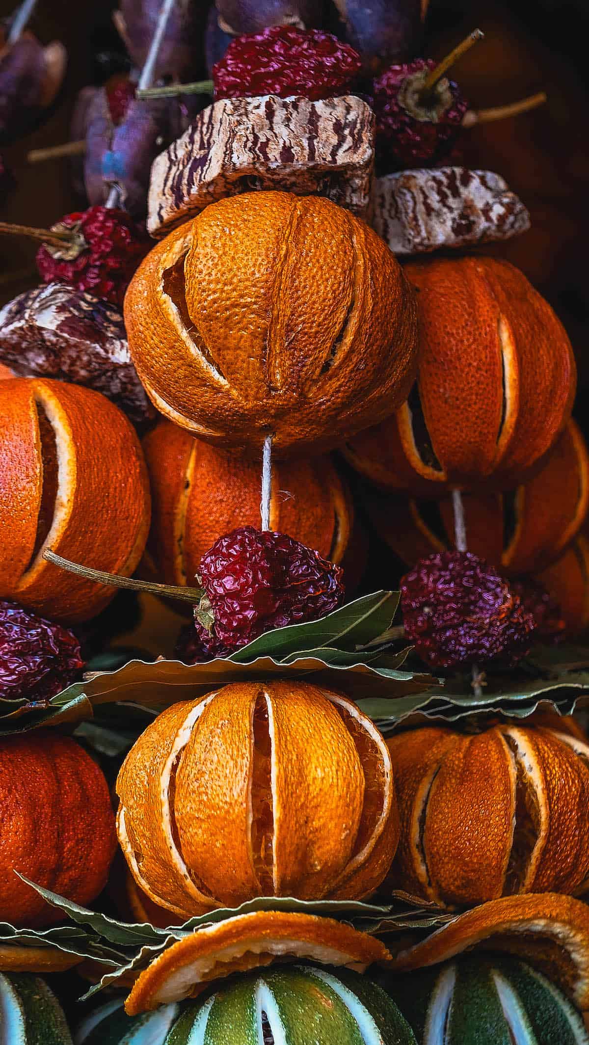 A stack of oranges.