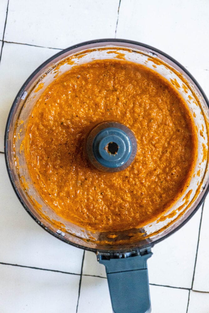 tinga sauce blended in a food processor