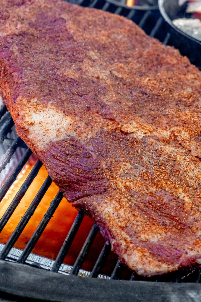 a brisket on a smoker