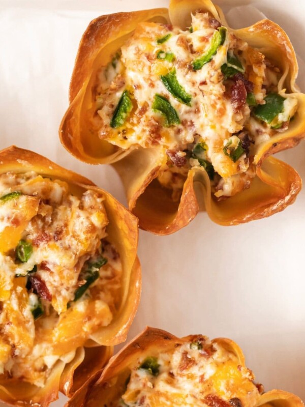 toasted phyllo cup with creamy jalapeno popper mix baked in it