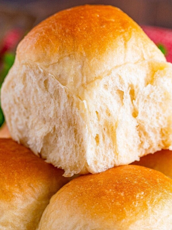 picture of yeast rolls stacked on a plate