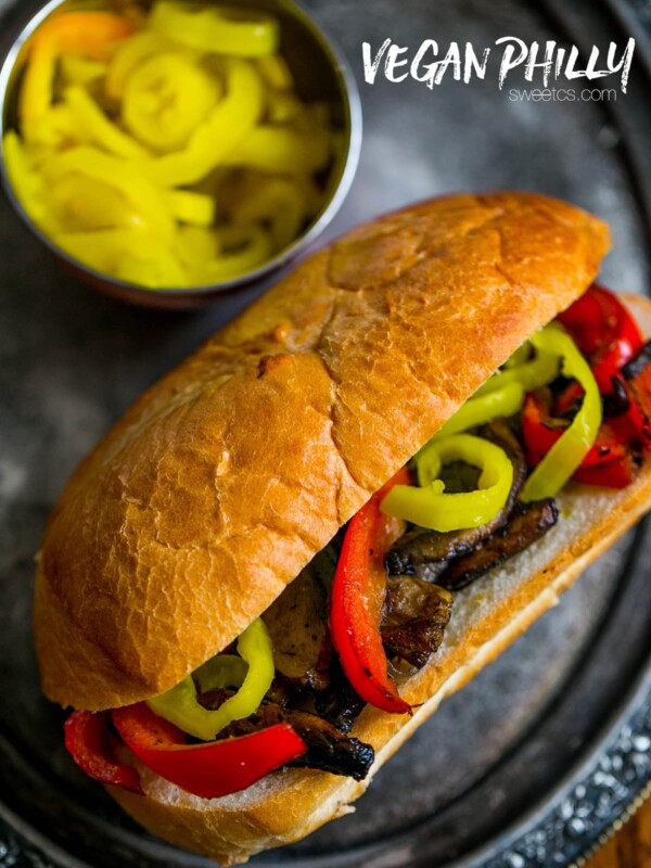 Spicy vegan portobello burgers served on a plate.